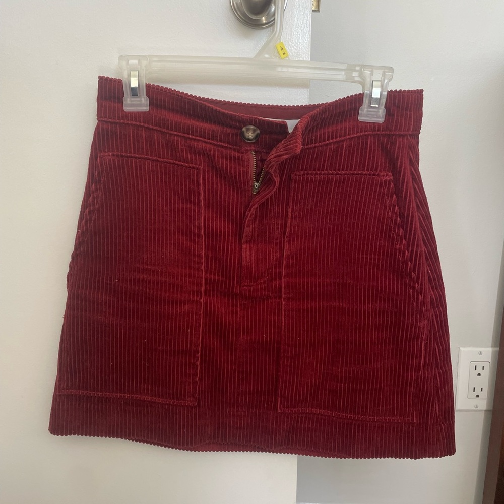 Burgundy corduroy mini skirt
